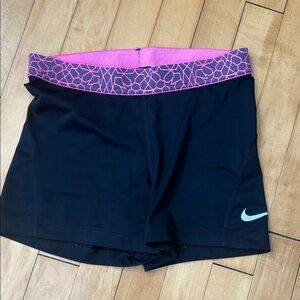 Nike Women's Black Shorts with Pink Waistband